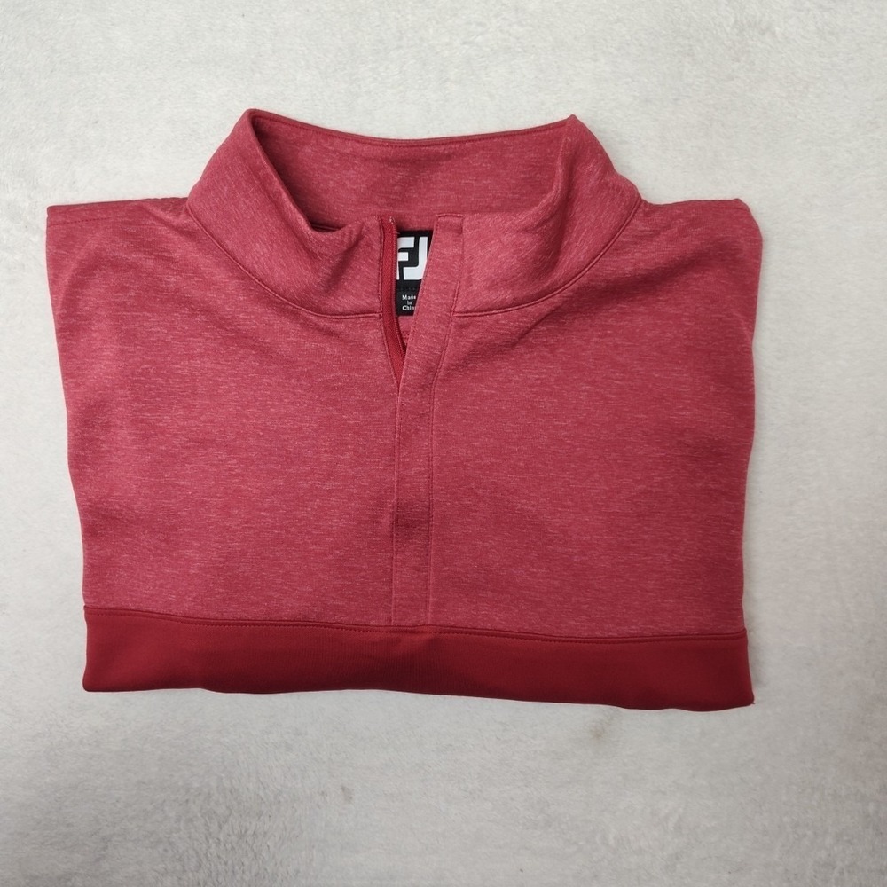 Footjoy Sweater Mens 2XL Red Golf Quarter Zip Knit Pullover Performance Stretch